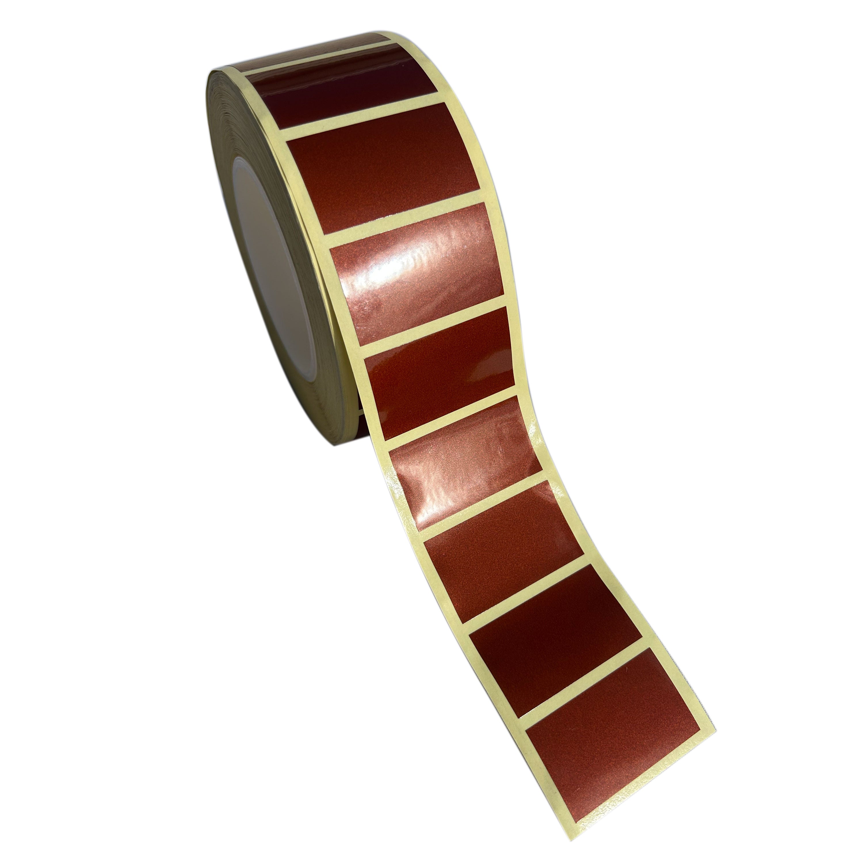 Roll of brown stickers on a white background